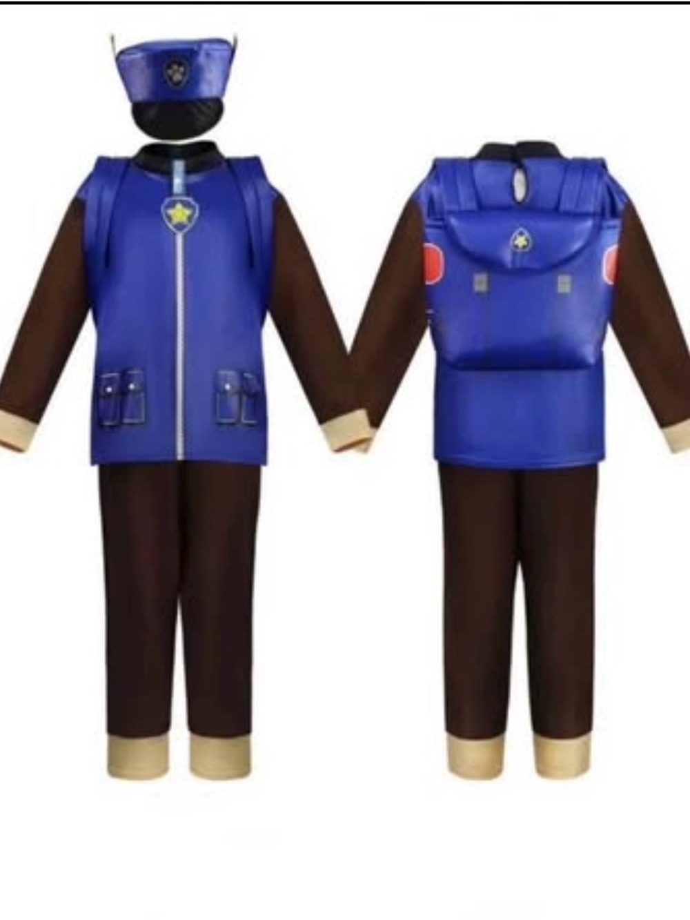 Kids Blue and Brown Police Costume Jacket with Hat